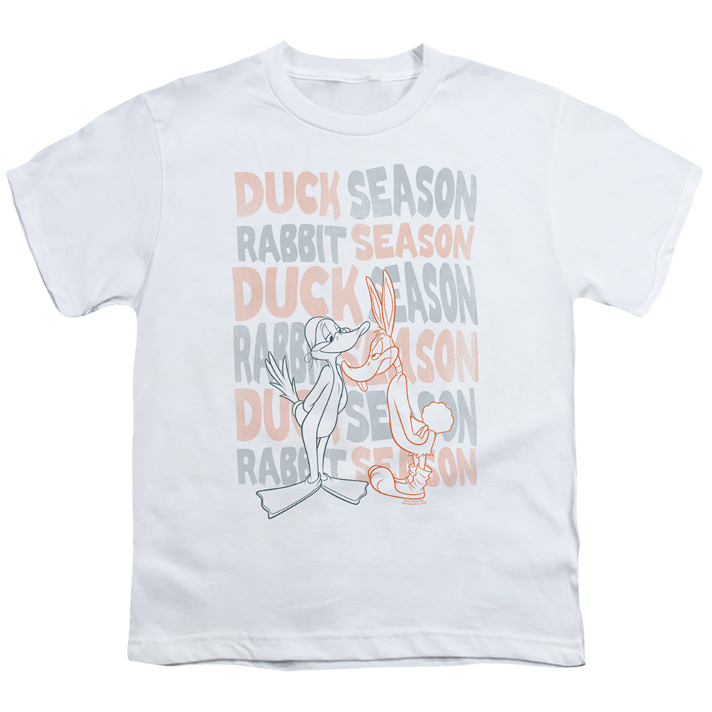Looney Tunes Duck Season Rabbit Season Kids Youth T Shirt White Officially Licensed