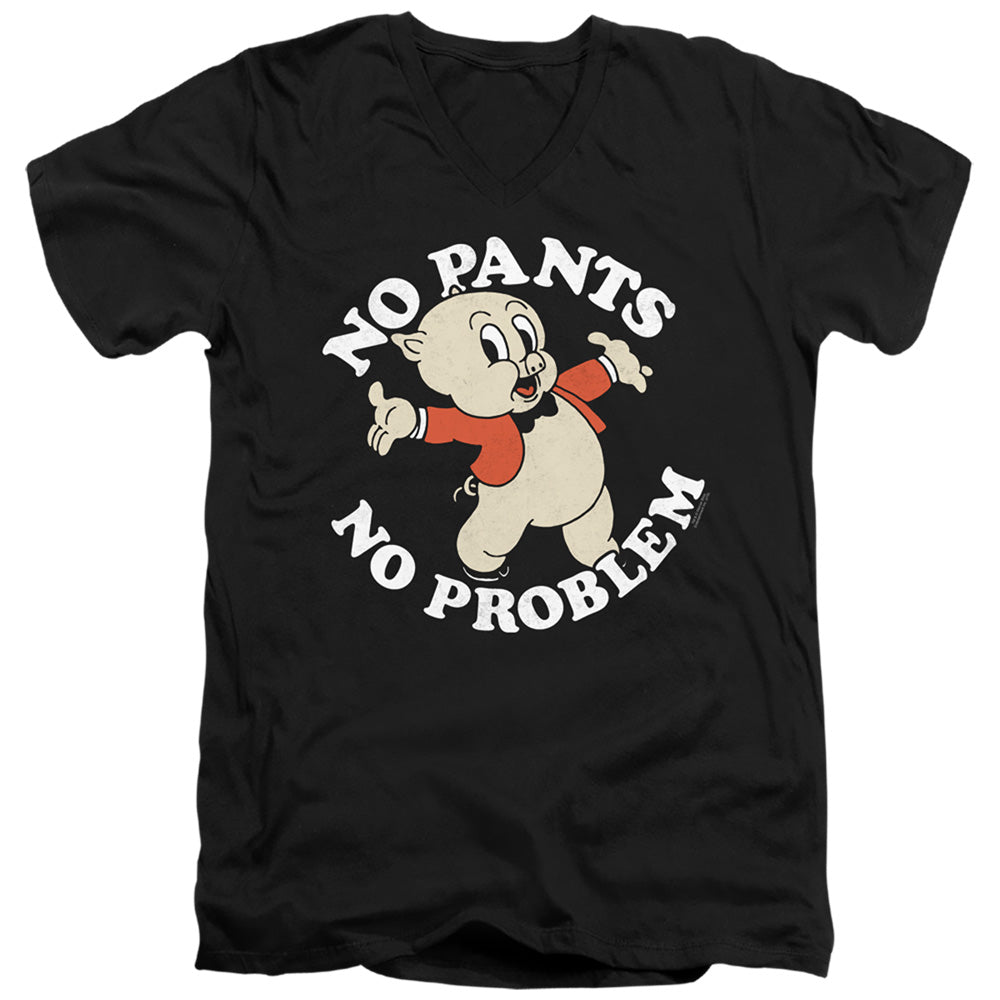 Looney Tunes No Pants Mens Slim Fit V-Neck T Shirt Black Officially Licensed