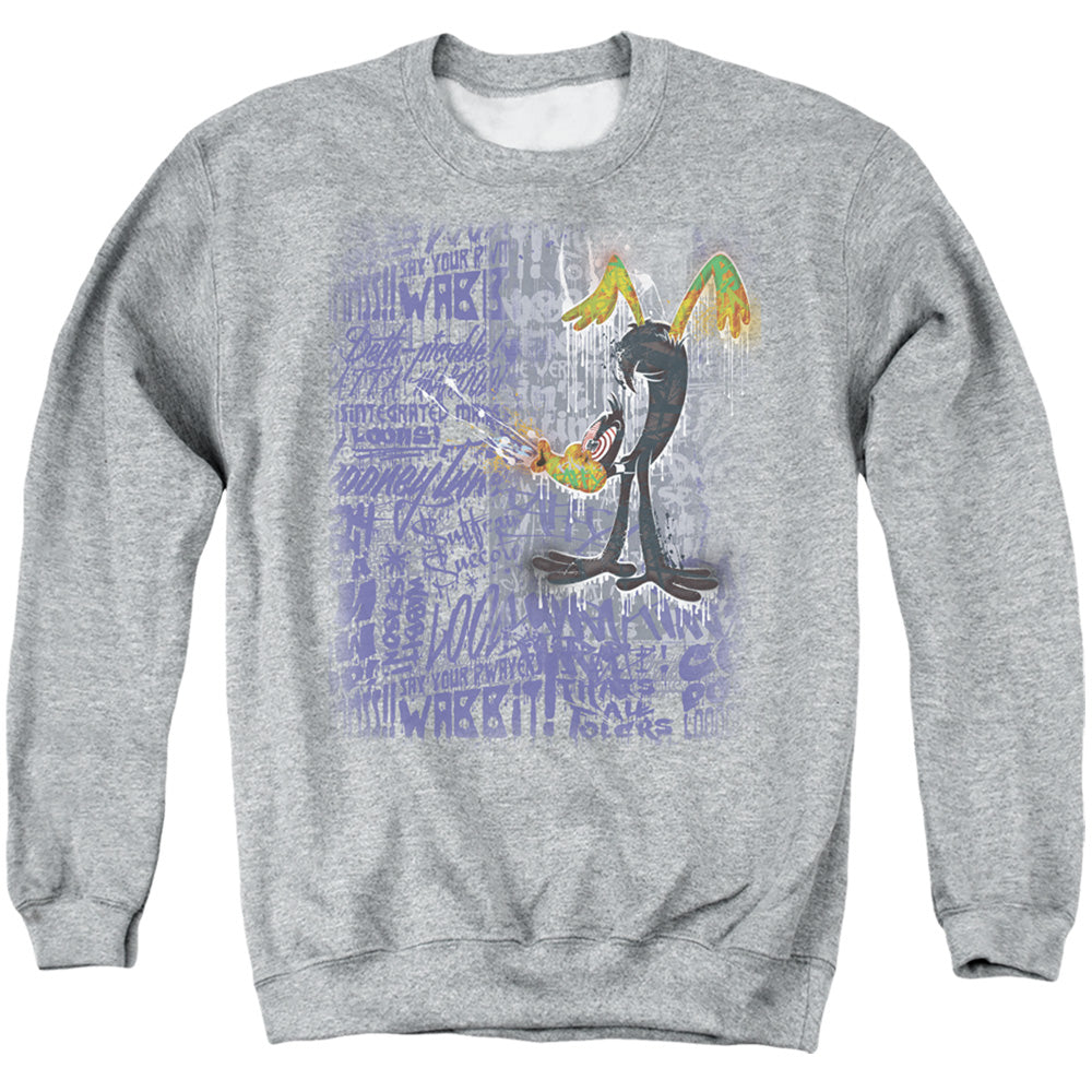 Looney Tunes Graffiti Duck Mens Crewneck Sweatshirt Athletic Heather Officially Licensed