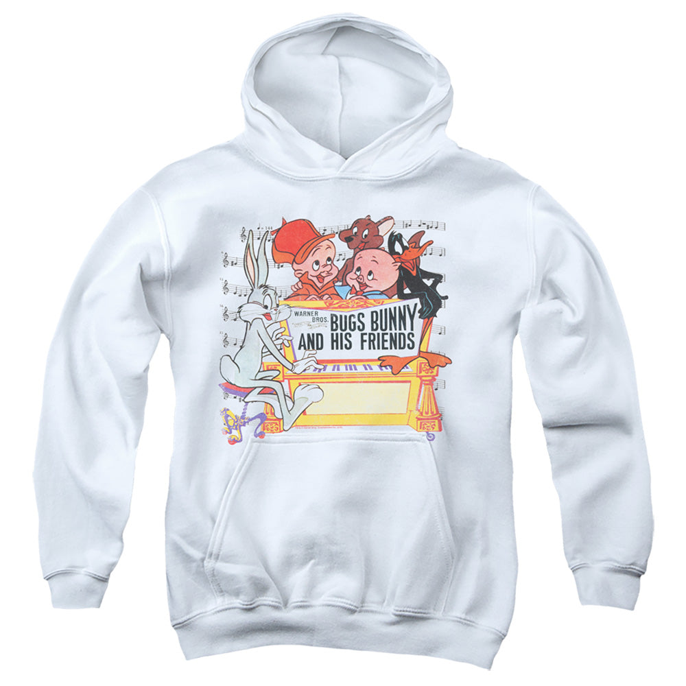 Looney Tunes Bugs and Friends Kids Youth Hoodie White Officially Licensed