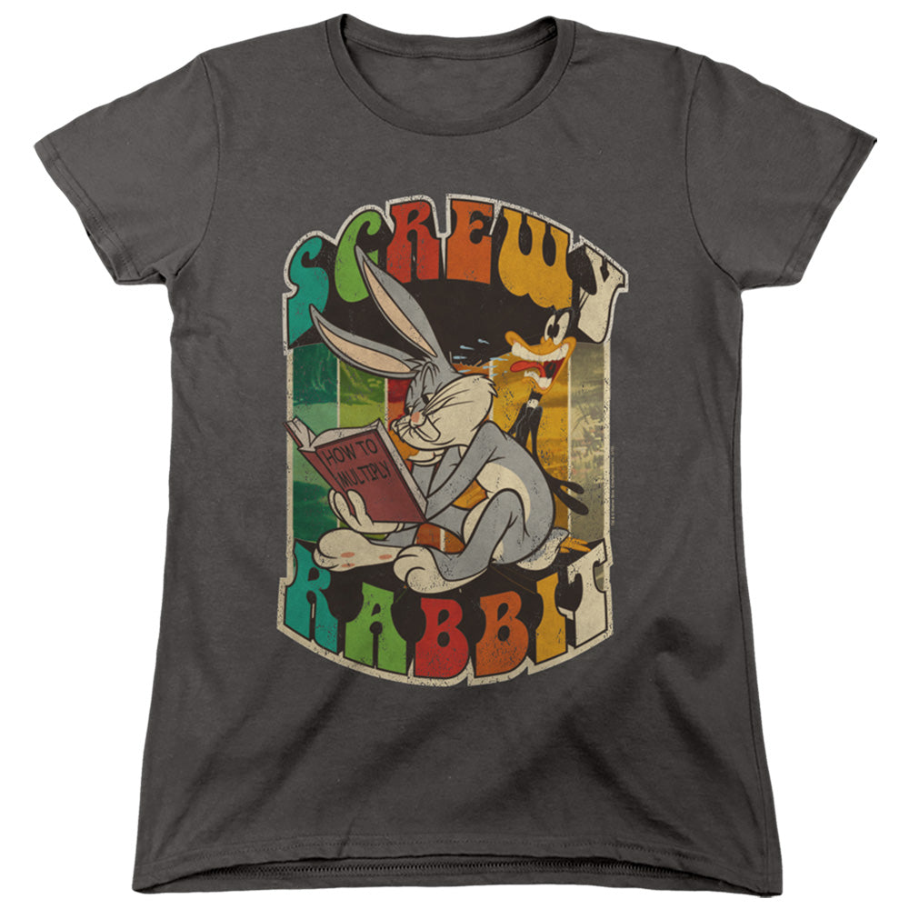 Looney Tunes Screwy Rabbit Womens T Shirt Charcoal Officially Licensed