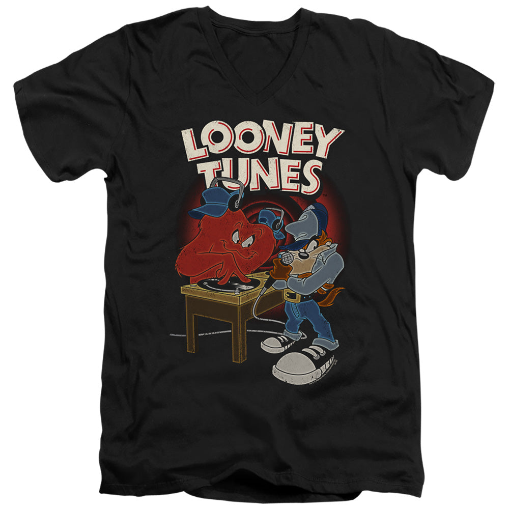 Looney Tunes Dj Looney Tunes Mens Slim Fit V-Neck T Shirt Black Officially Licensed