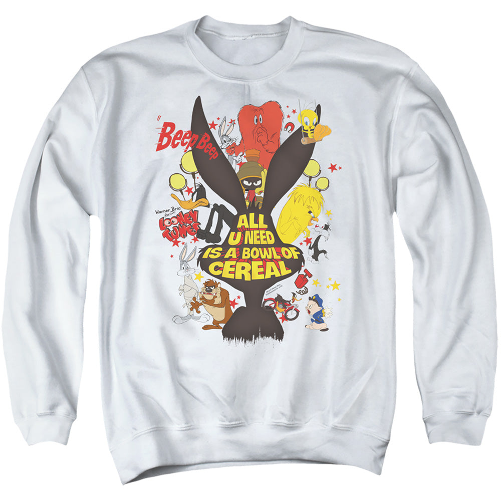 Looney Tunes Cereal Mens Crewneck Sweatshirt White Officially Licensed