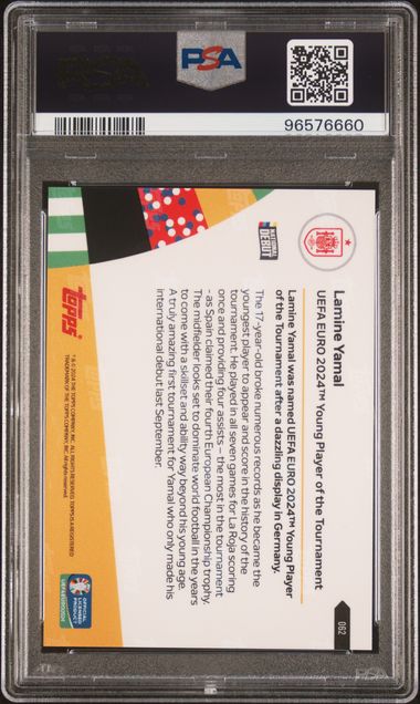 Graded 2024 Topps Now UEFA Euro Lamine Yamal #62 Rookie RC Soccer Card PSA 10 Gem Mint