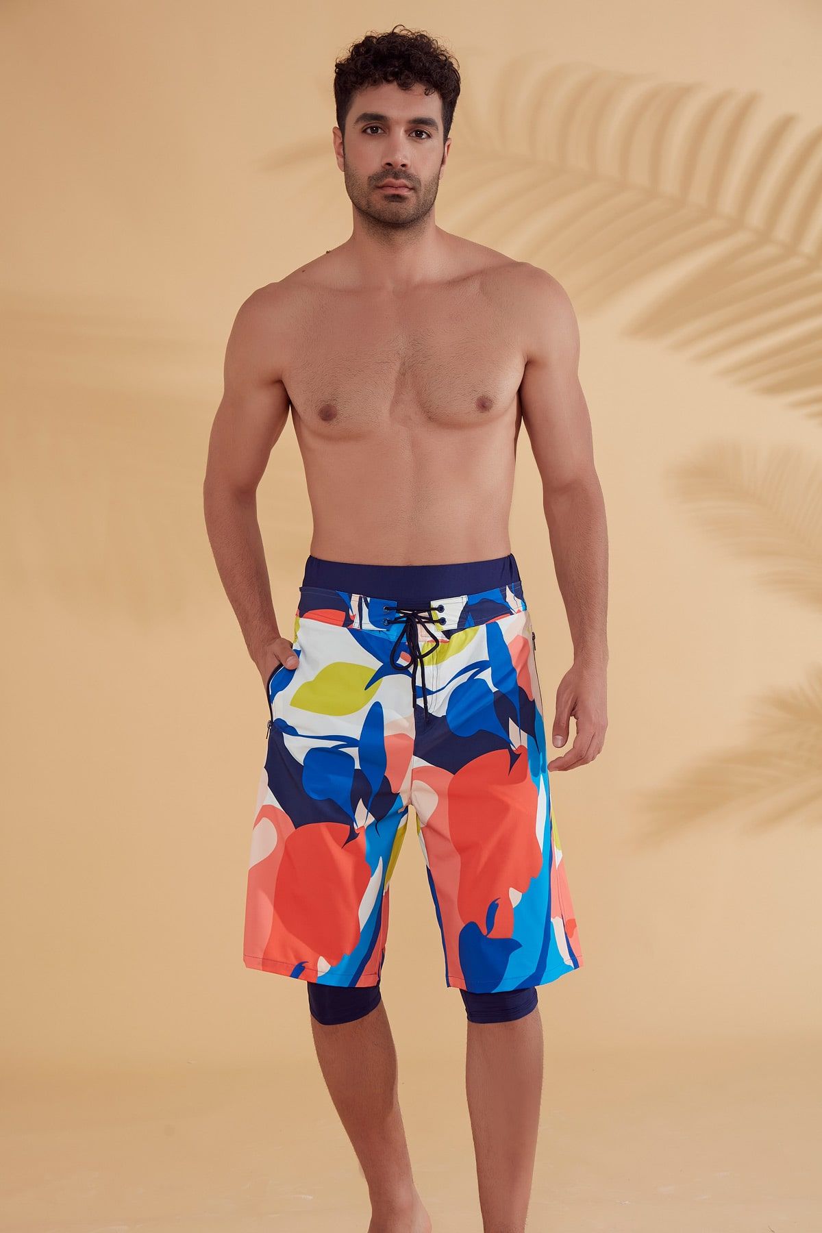 Navy Patterned Men's Shorts S2350