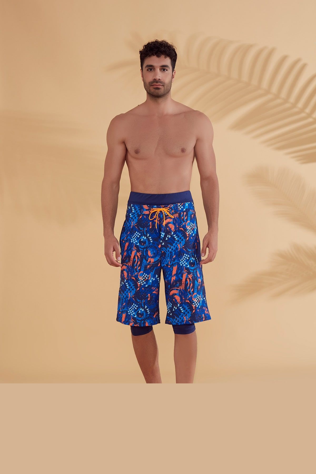 Navy Patterned Men's Shorts S2351