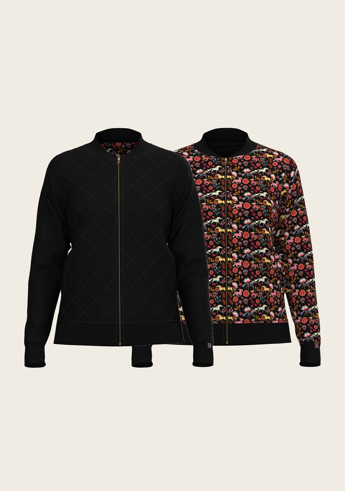 Bouquet on Black Reversible Jacket