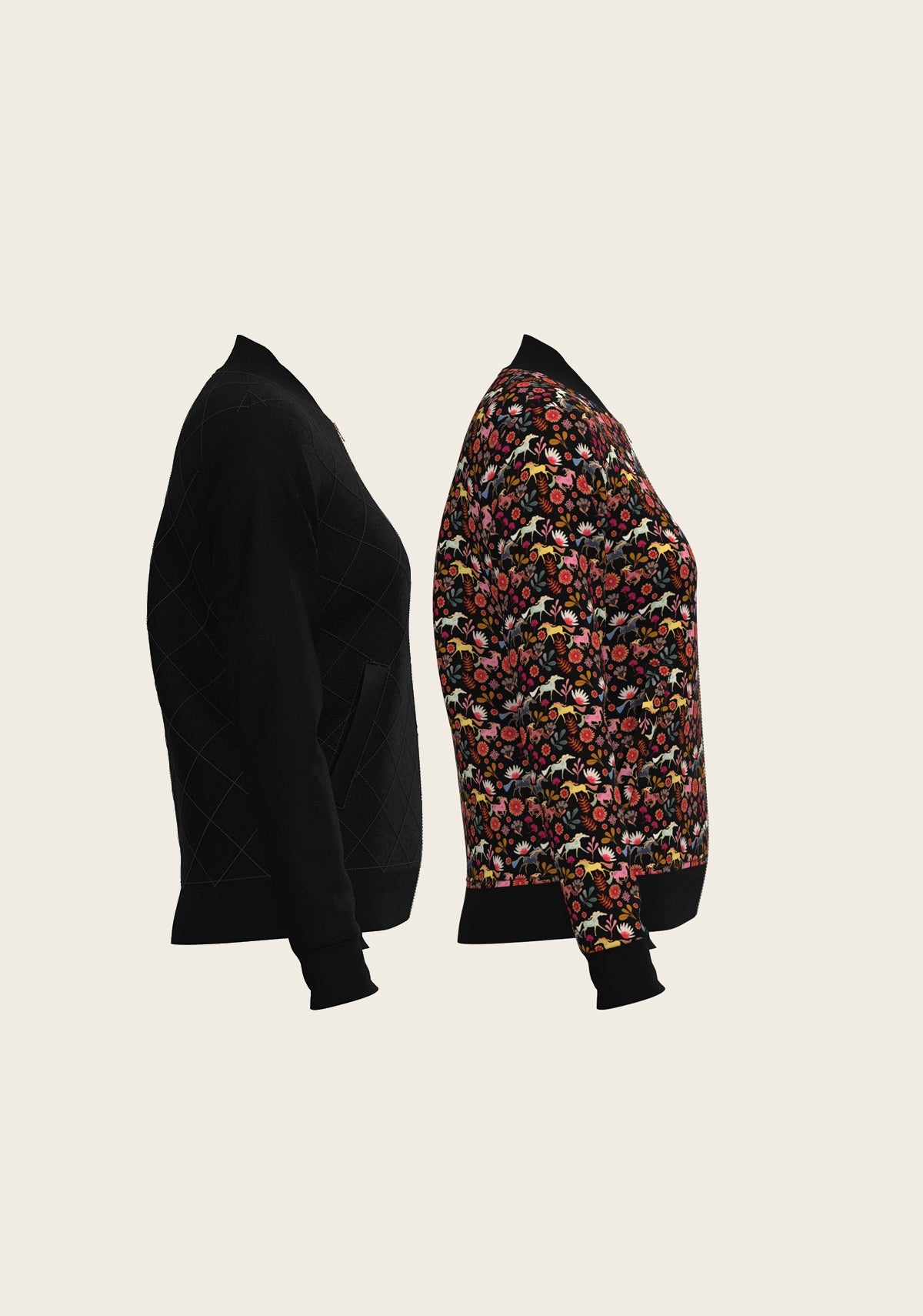 Bouquet on Black Reversible Jacket