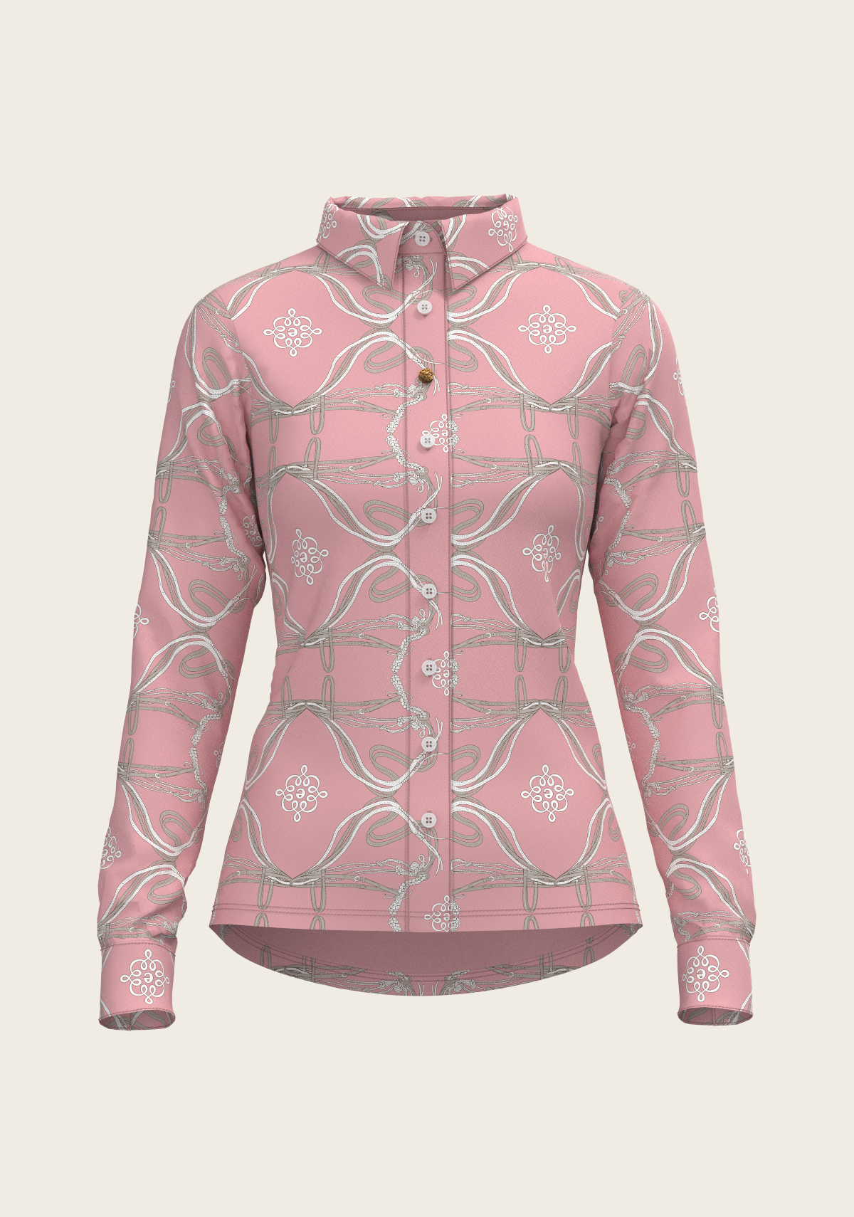 Roped Bridles on Rose Ladies Button Shirt