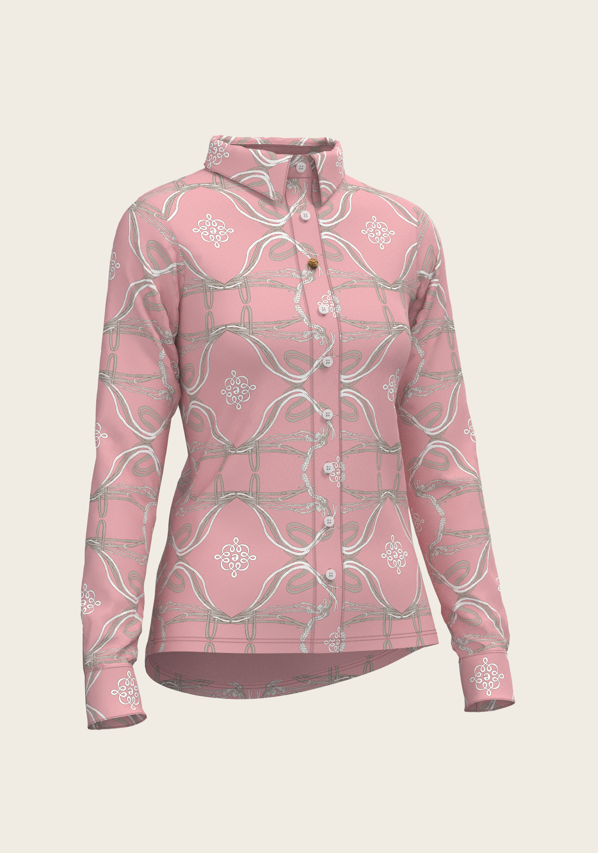 Roped Bridles on Rose Ladies Button Shirt