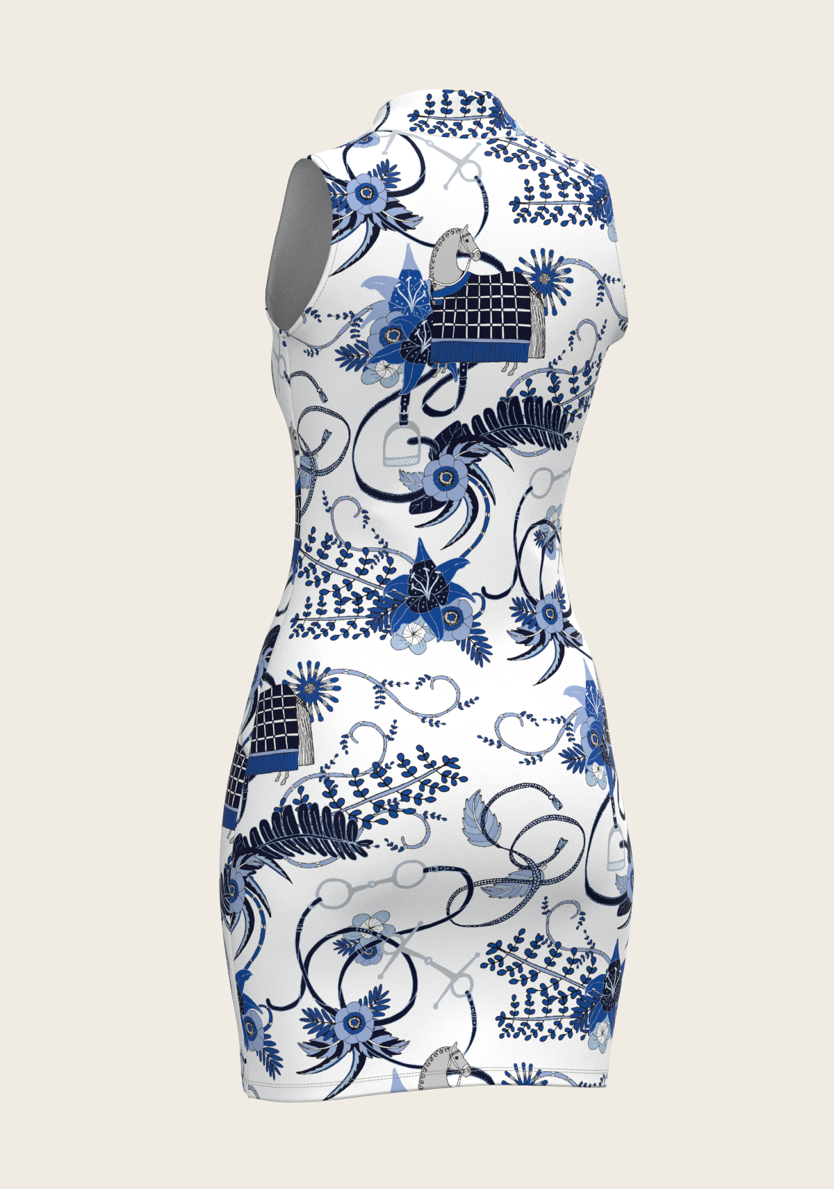 Botanical Blue on White Golf Dress
