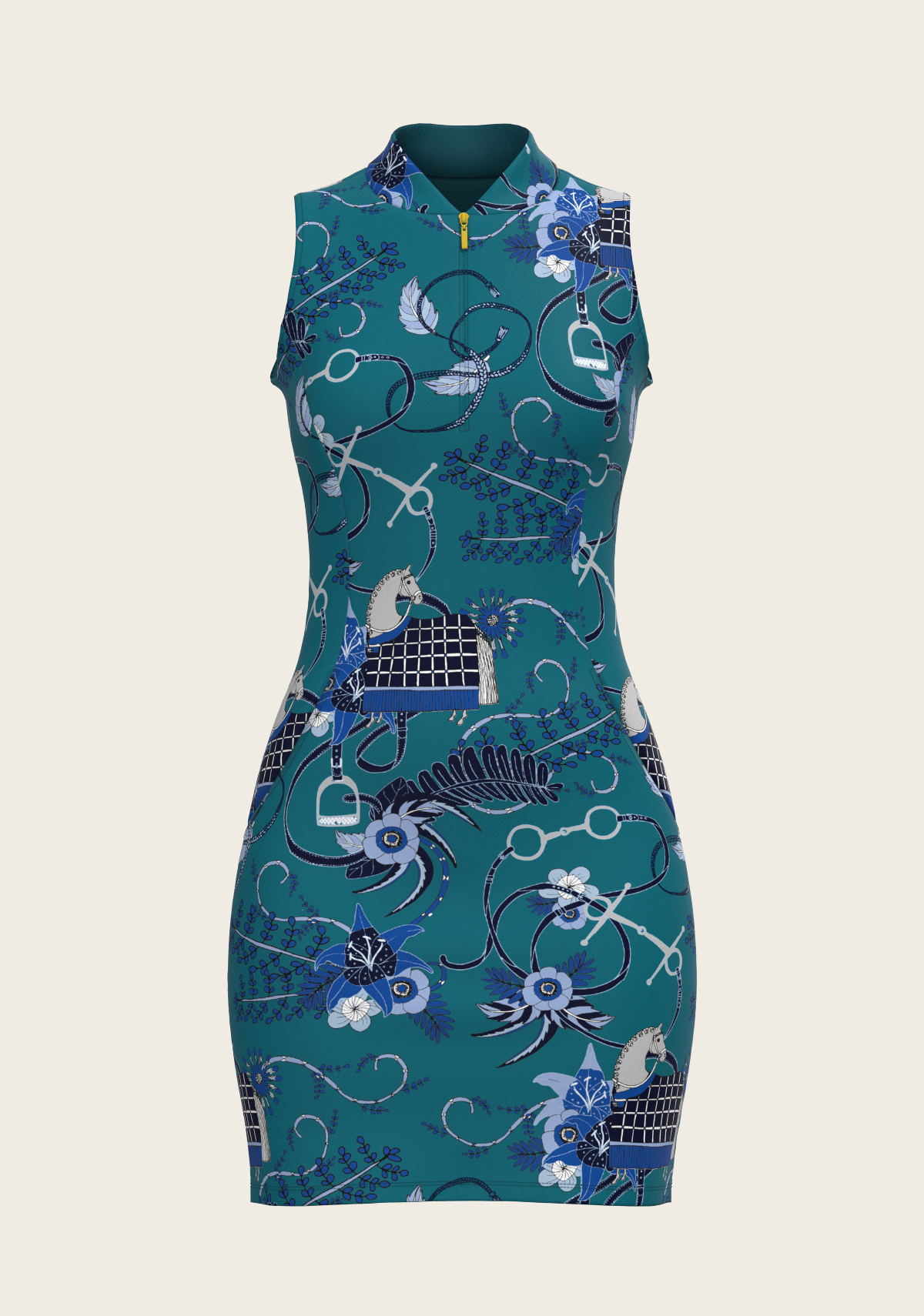 Botanical Blue on Harbor Blue Golf Dress