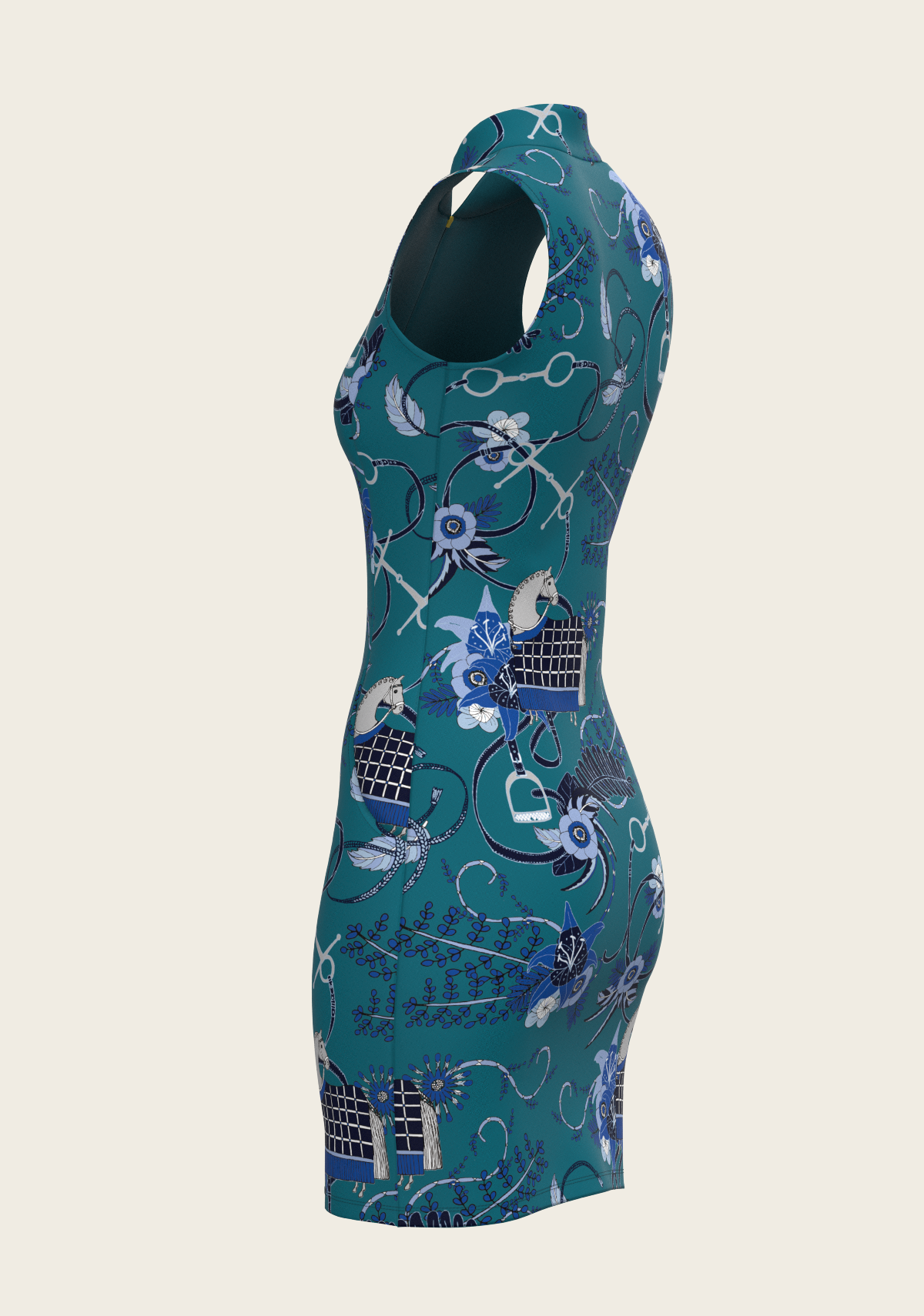 Botanical Blue on Harbor Blue Golf Dress