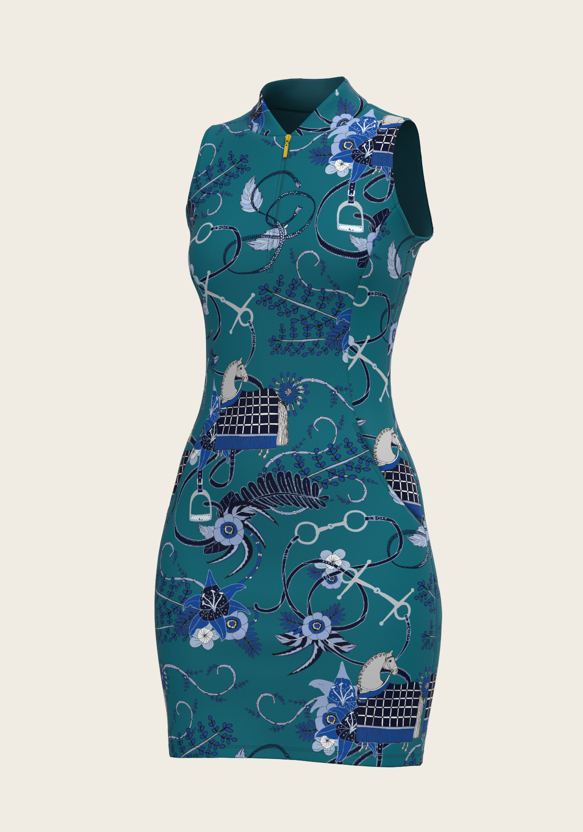 Botanical Blue on Harbor Blue Golf Dress
