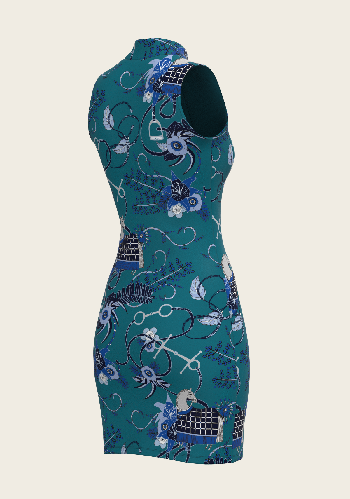 Botanical Blue on Harbor Blue Golf Dress