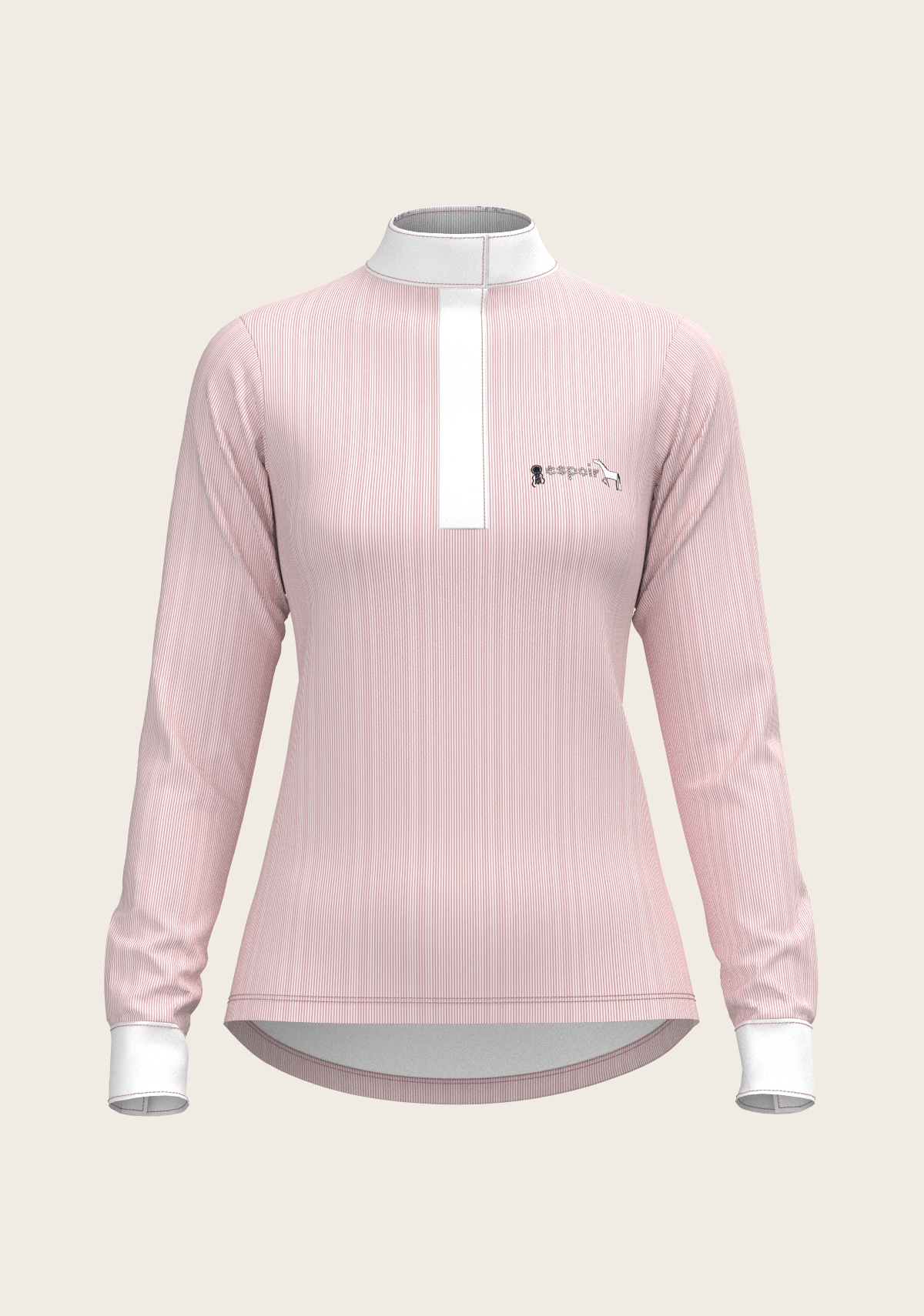 Stripes in Rose Short Zip Long Sleeve Show Shirt