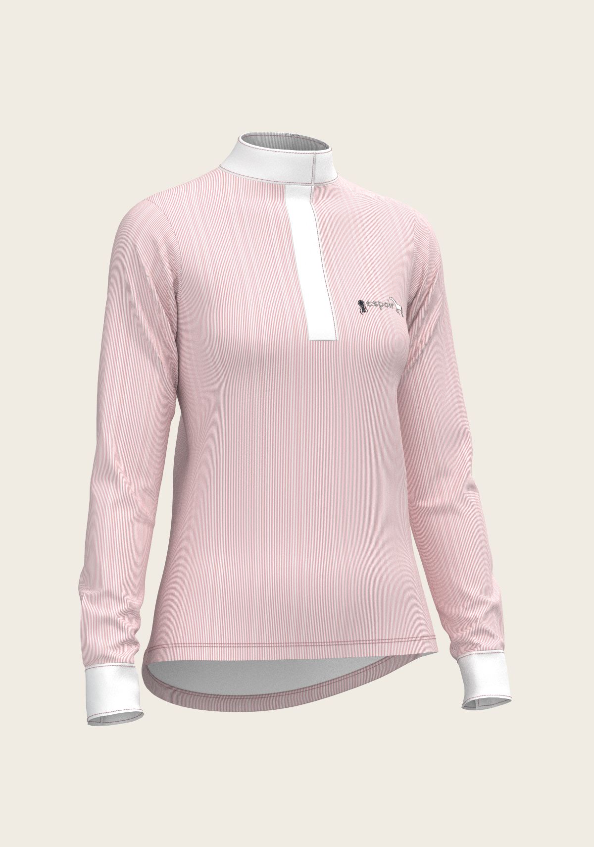 Stripes in Rose Short Zip Long Sleeve Show Shirt