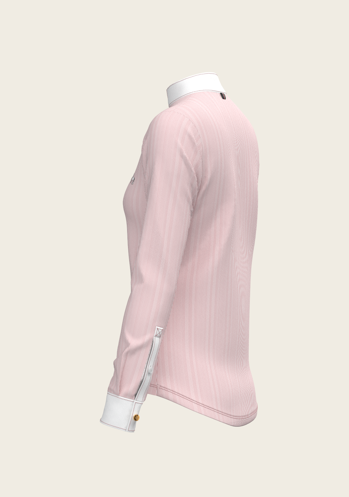 Stripes in Rose Short Zip Long Sleeve Show Shirt