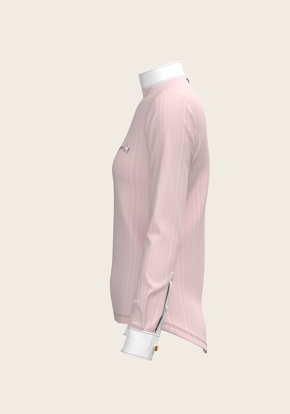 Stripes in Rose Short Zip Long Sleeve Show Shirt
