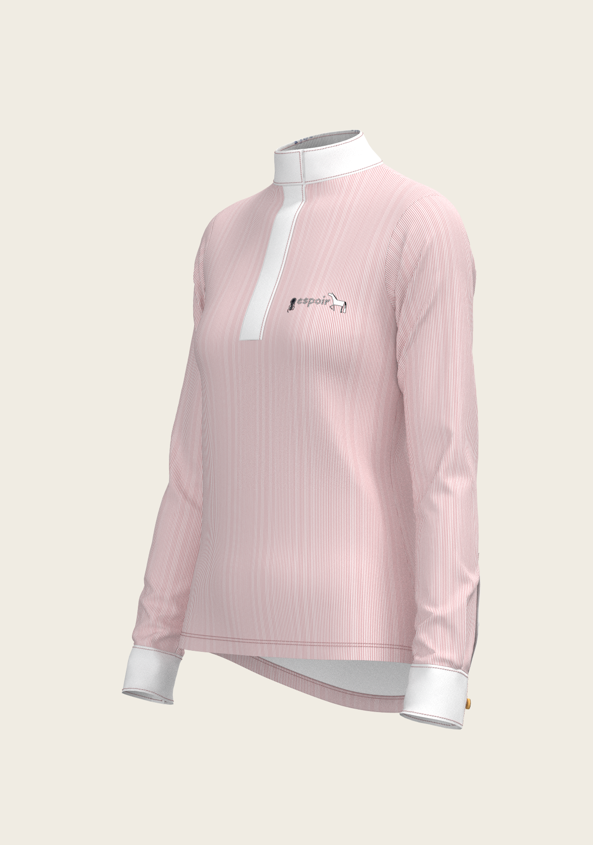 Stripes in Rose Short Zip Long Sleeve Show Shirt