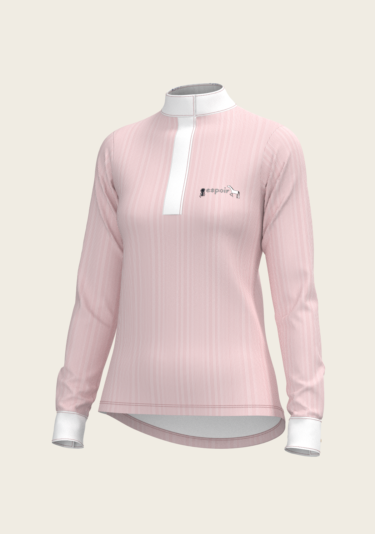 Stripes in Rose Short Zip Long Sleeve Show Shirt