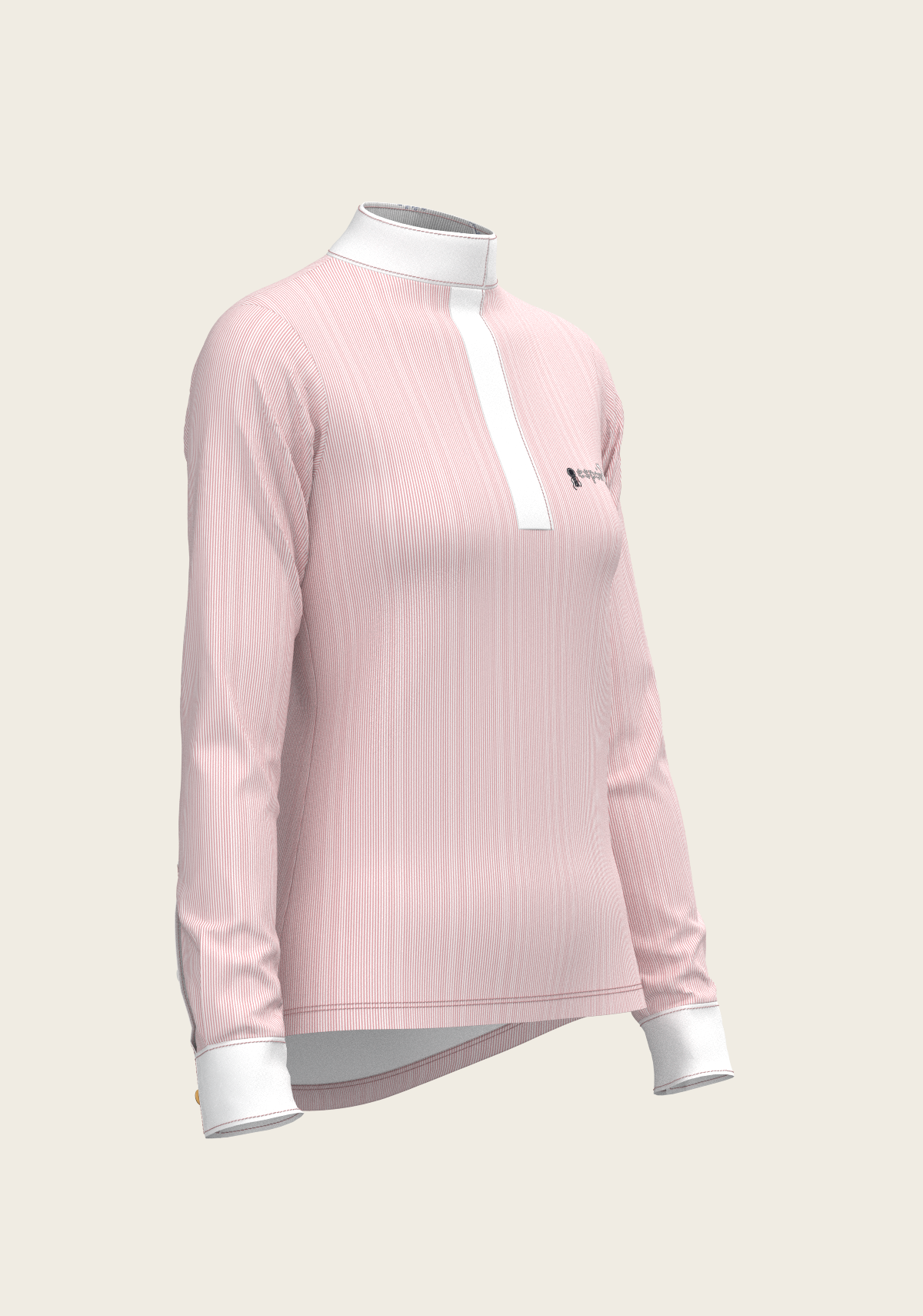 Stripes in Rose Short Zip Long Sleeve Show Shirt