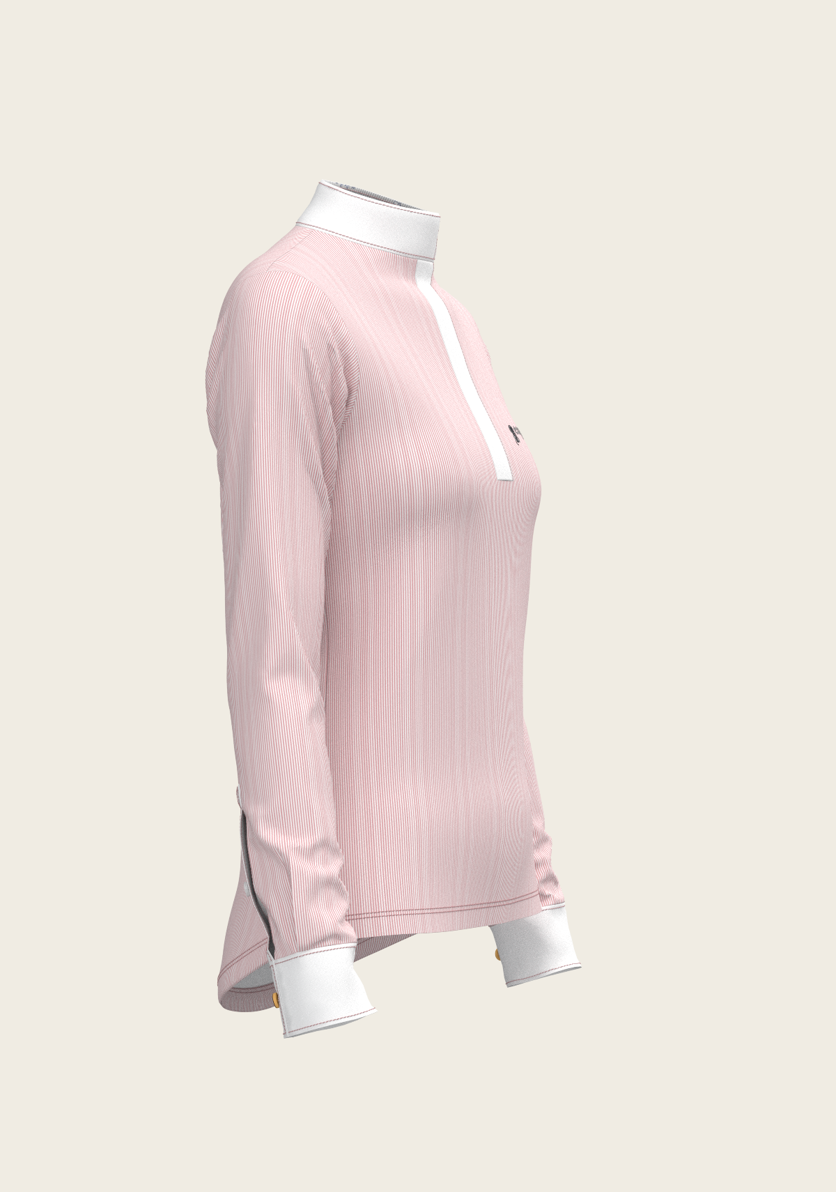 Stripes in Rose Short Zip Long Sleeve Show Shirt