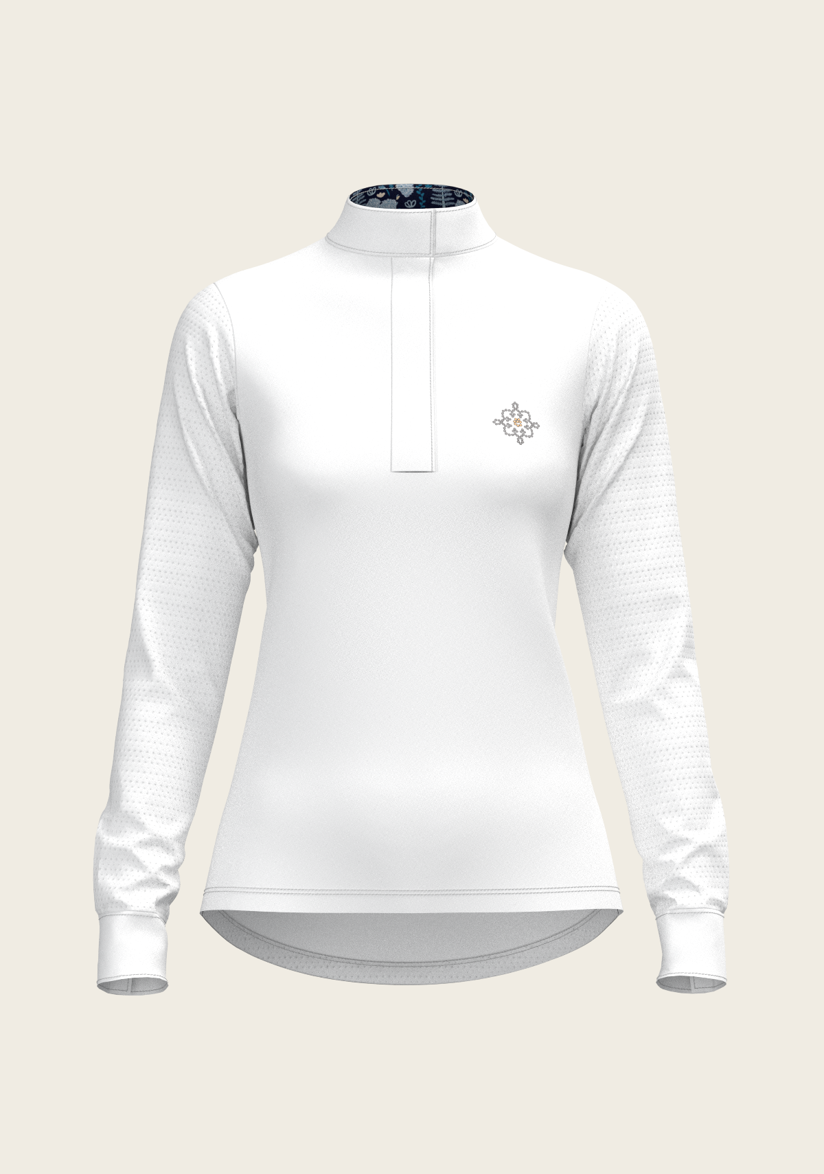 White with Forest on Navy Inner Details Long Sleeve Show Shirt