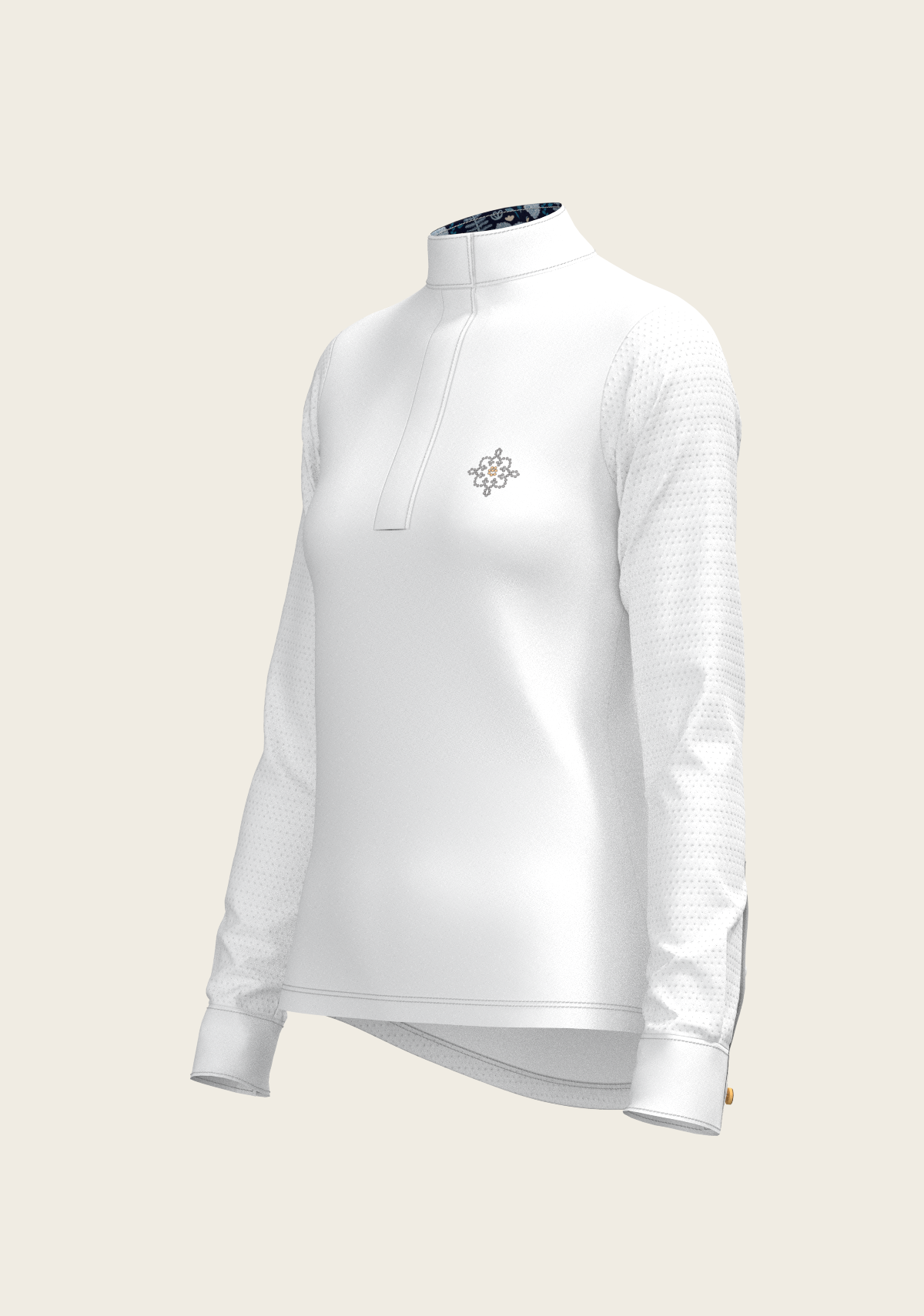 White with Forest on Navy Inner Details Long Sleeve Show Shirt