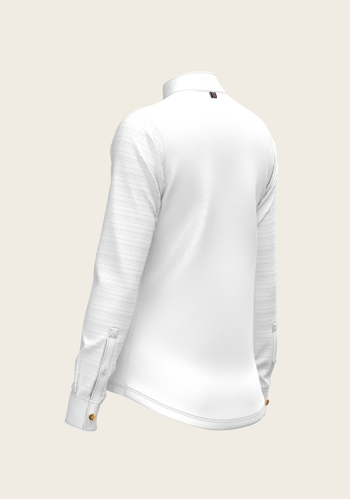 White with Rosettes in Lime Green Inner Details Long Sleeve Show Shirt