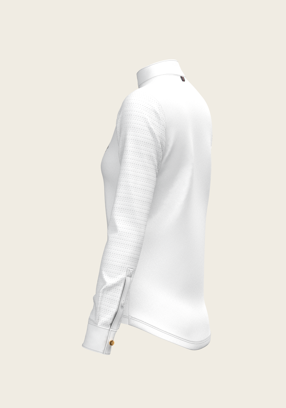 White with Rosettes in Lime Green Inner Details Long Sleeve Show Shirt
