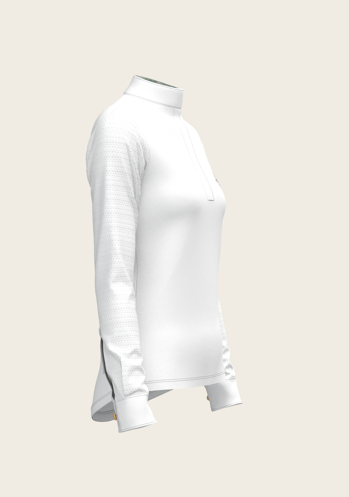 White with Rosettes in Lime Green Inner Details Long Sleeve Show Shirt