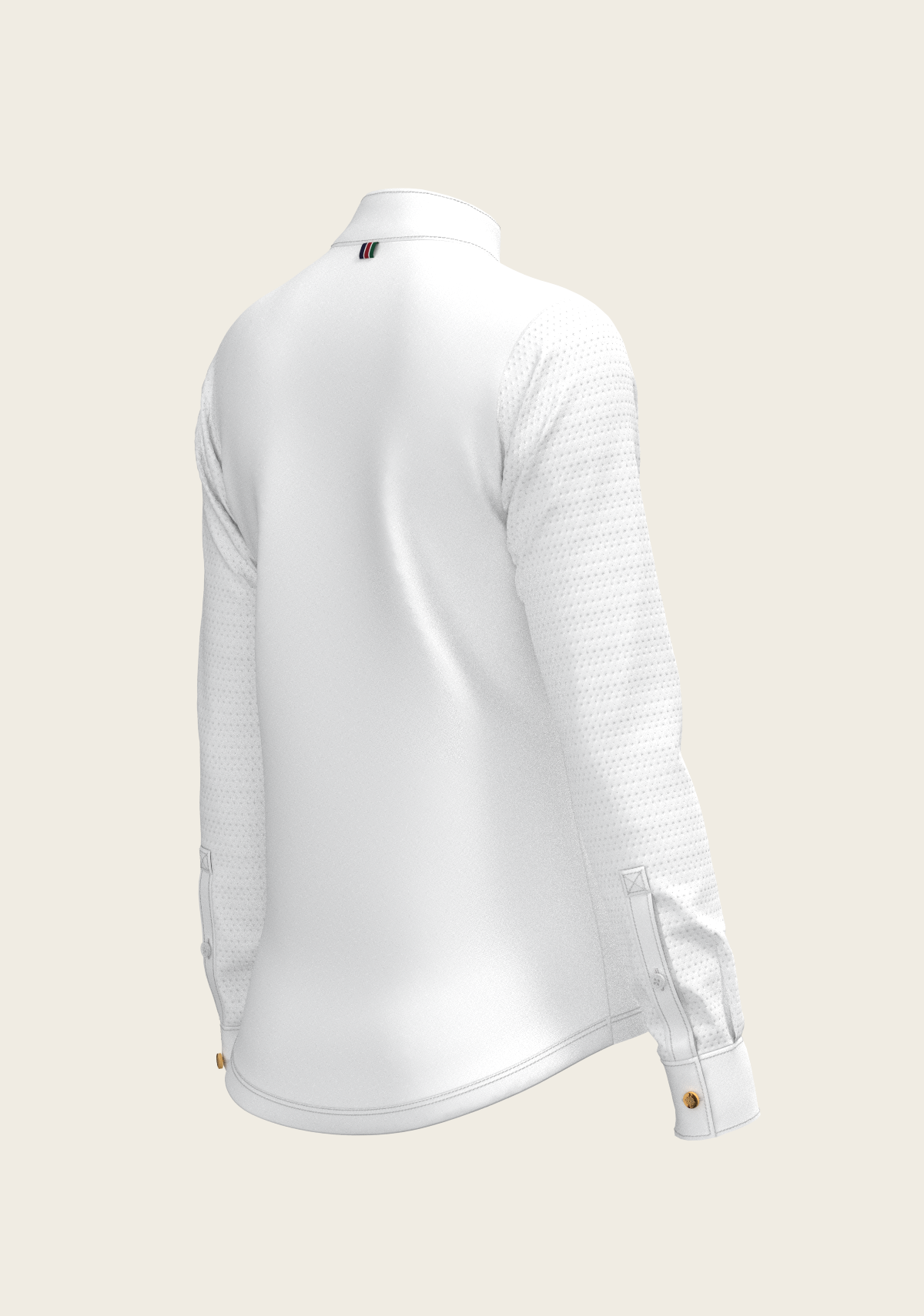 White with Rosettes in Lime Green Inner Details Long Sleeve Show Shirt