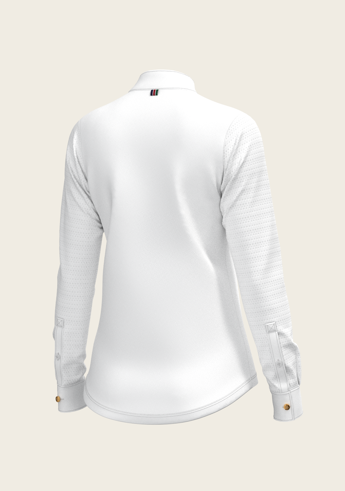 White with Rosettes in Lime Green Inner Details Long Sleeve Show Shirt
