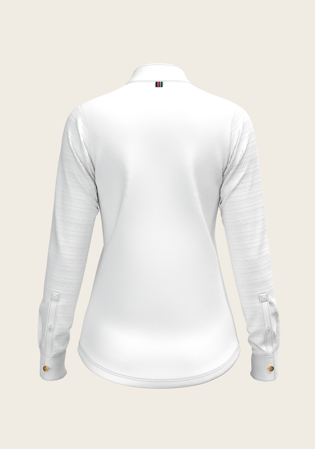 White with Rosettes in Lime Green Inner Details Long Sleeve Show Shirt