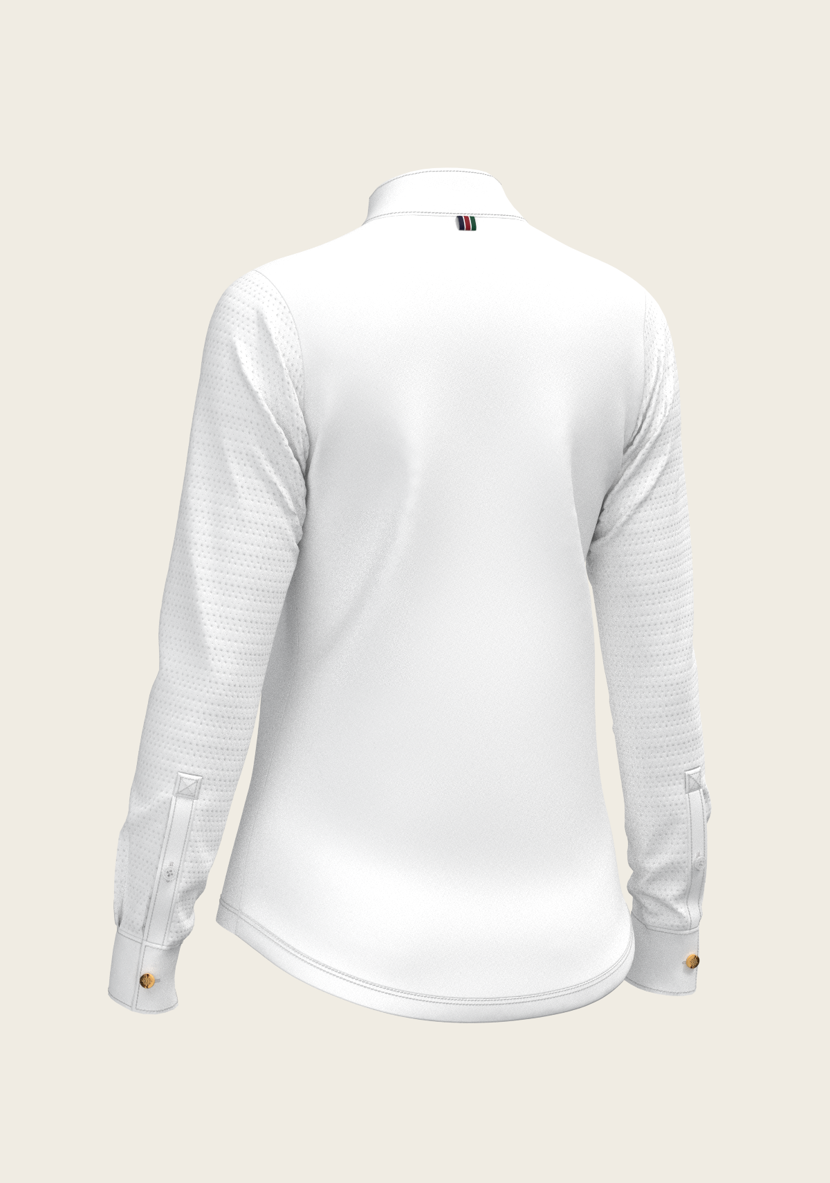White with Rosettes in Lime Green Inner Details Long Sleeve Show Shirt