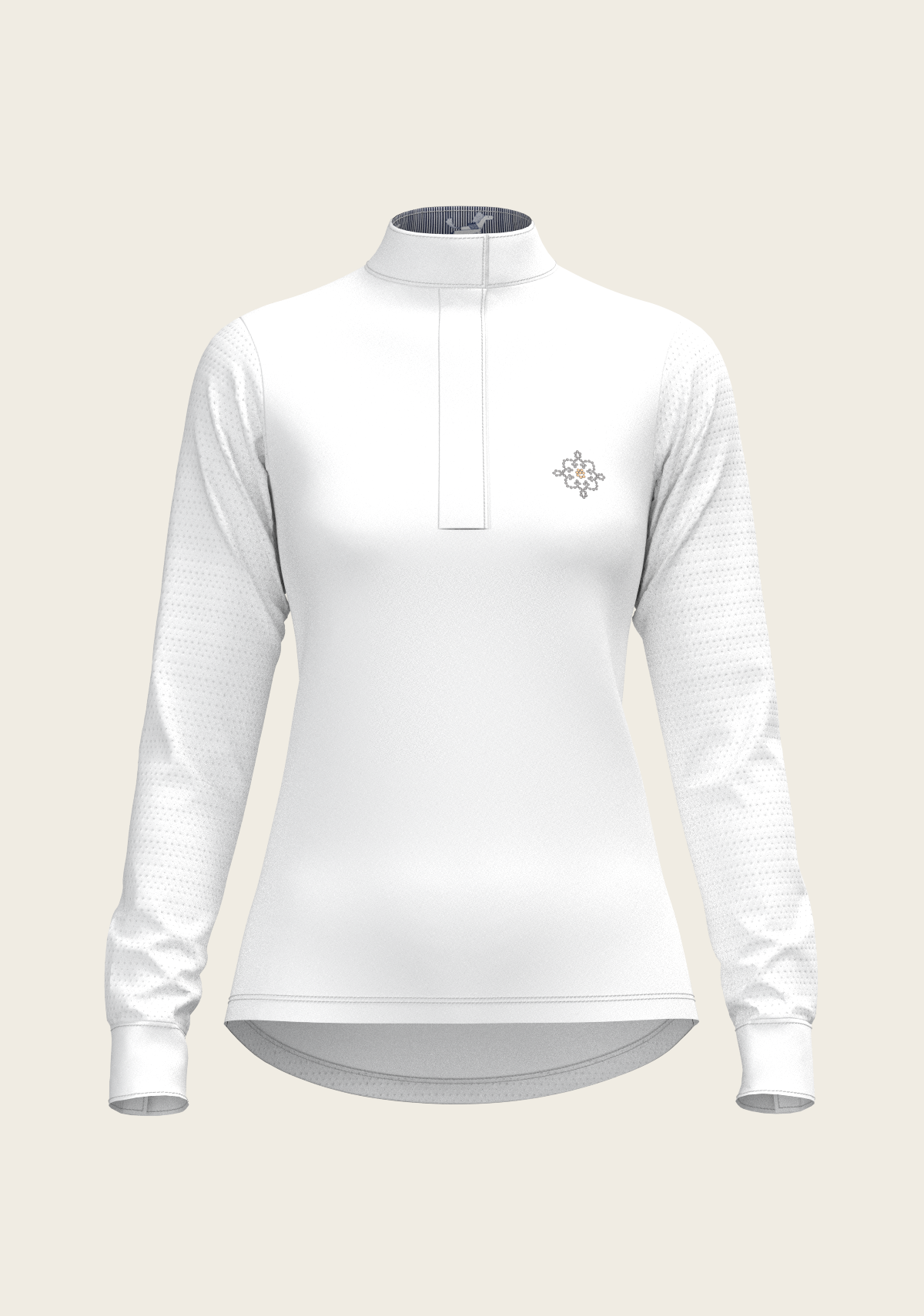 White with Navy Stripes Inner Details Long Sleeve Show Shirt