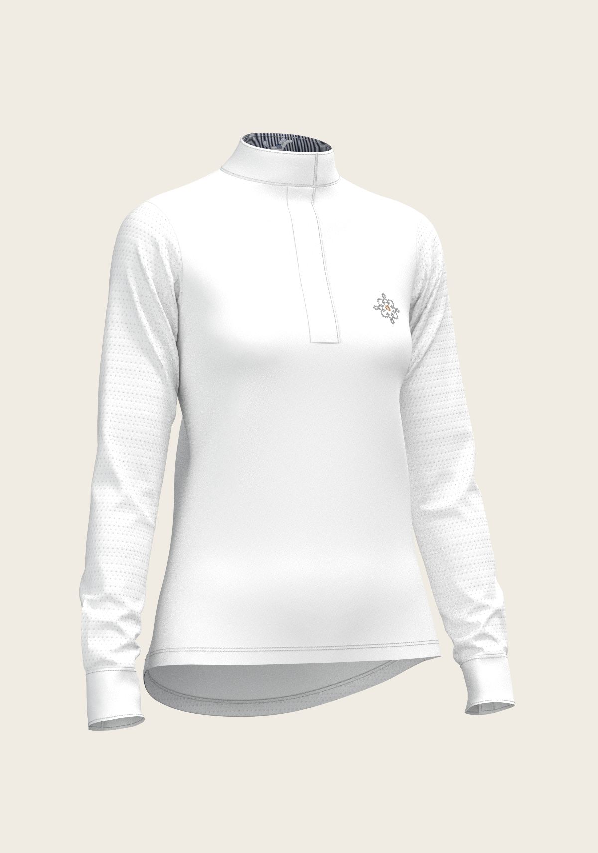 White with Navy Stripes Inner Details Long Sleeve Show Shirt