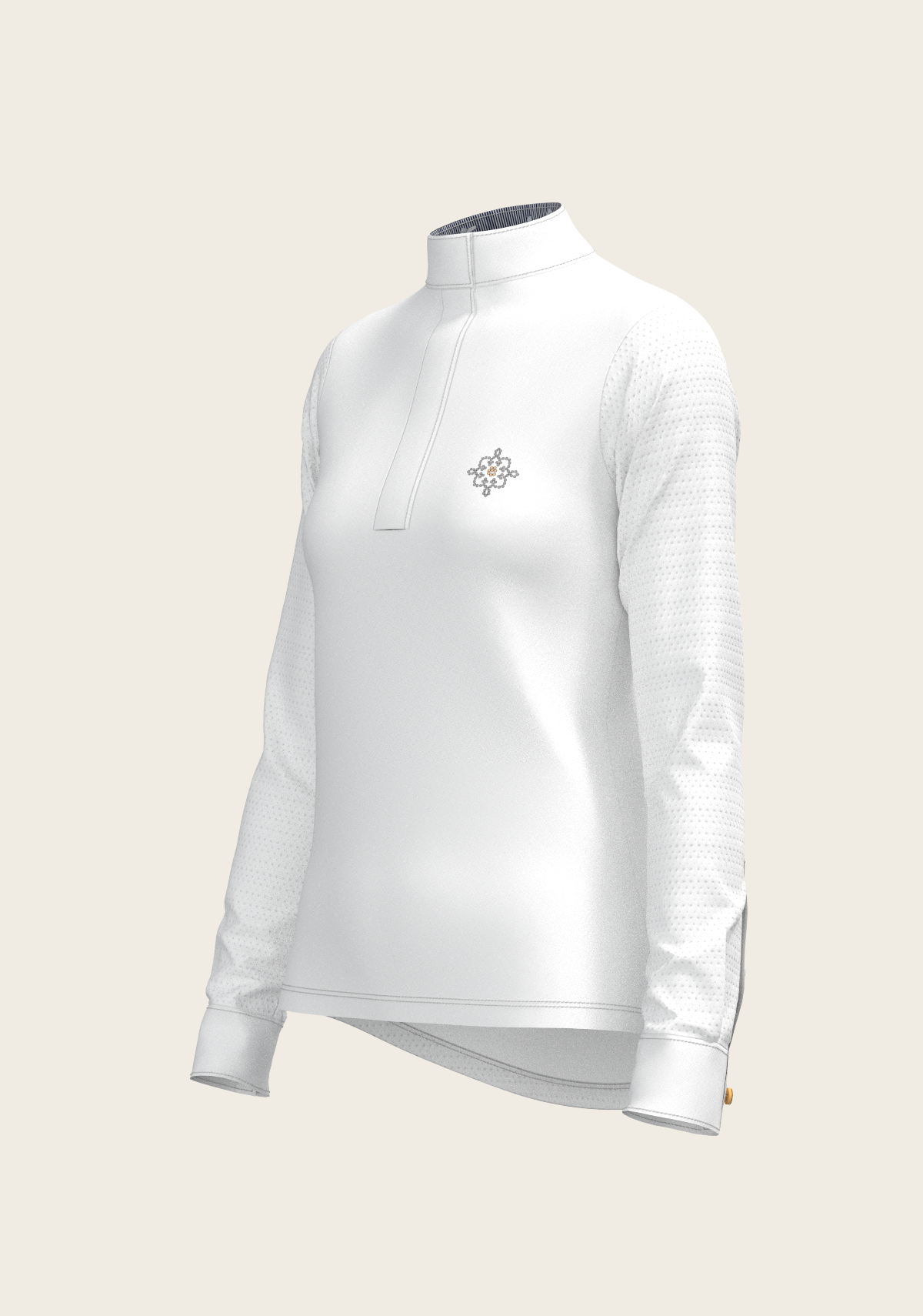 White with Navy Stripes Inner Details Long Sleeve Show Shirt
