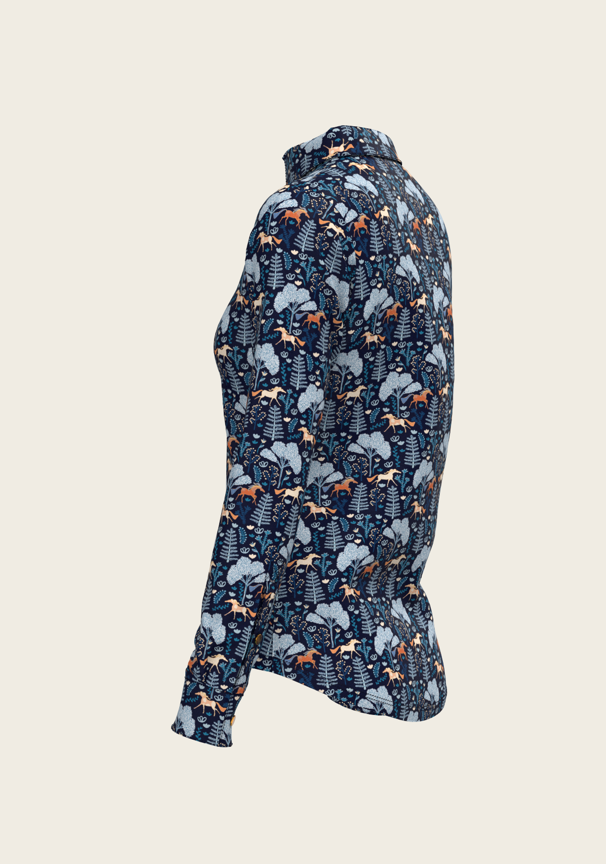 Forest on Navy Ladies Button Shirt