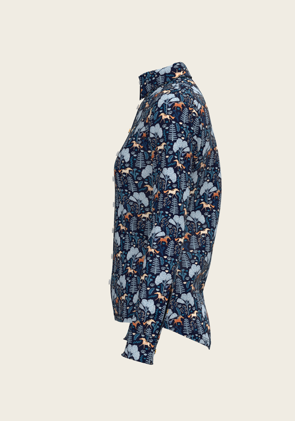 Forest on Navy Ladies Button Shirt