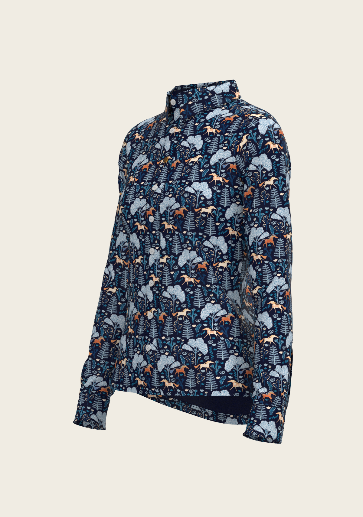Forest on Navy Ladies Button Shirt
