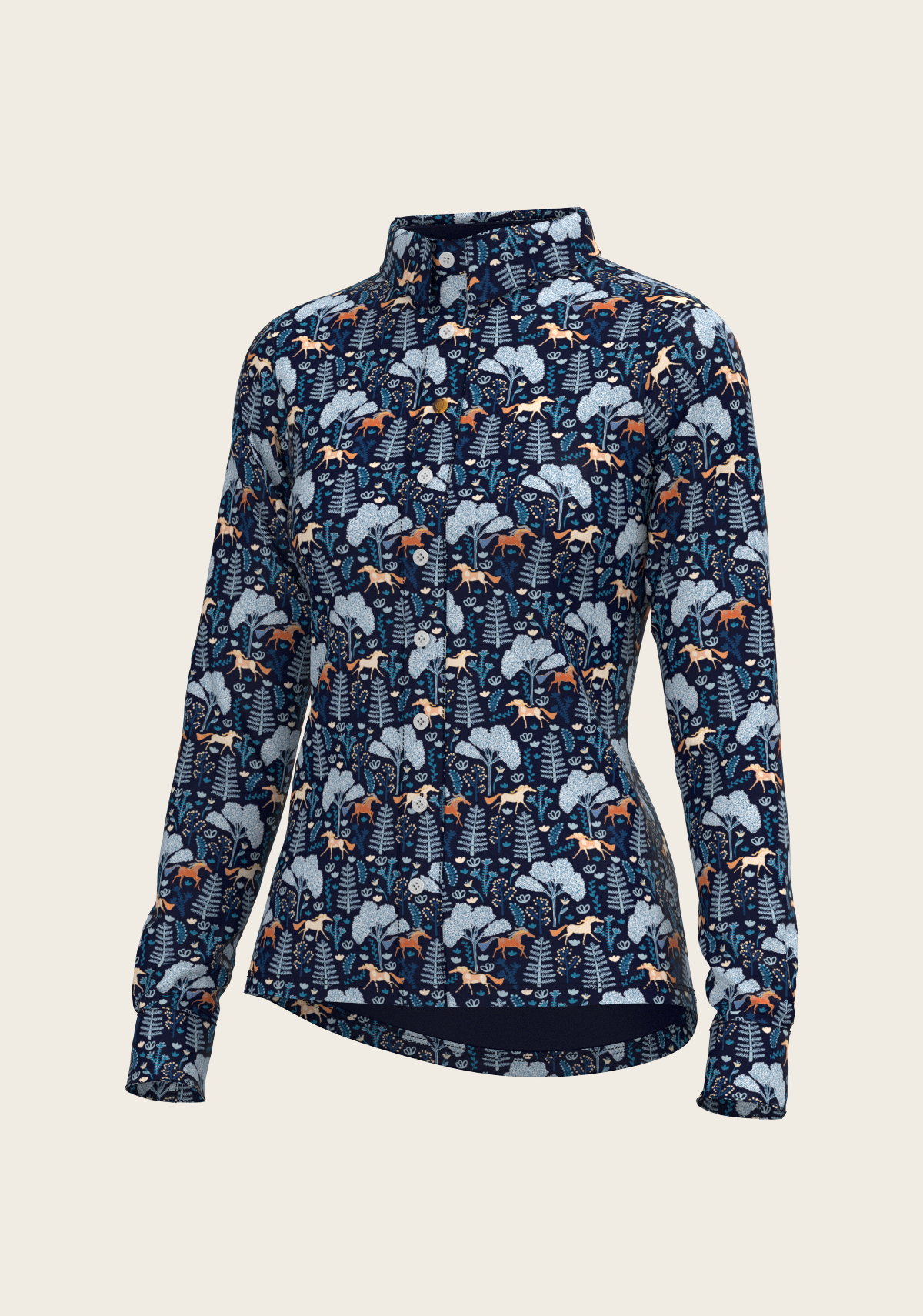 Forest on Navy Ladies Button Shirt