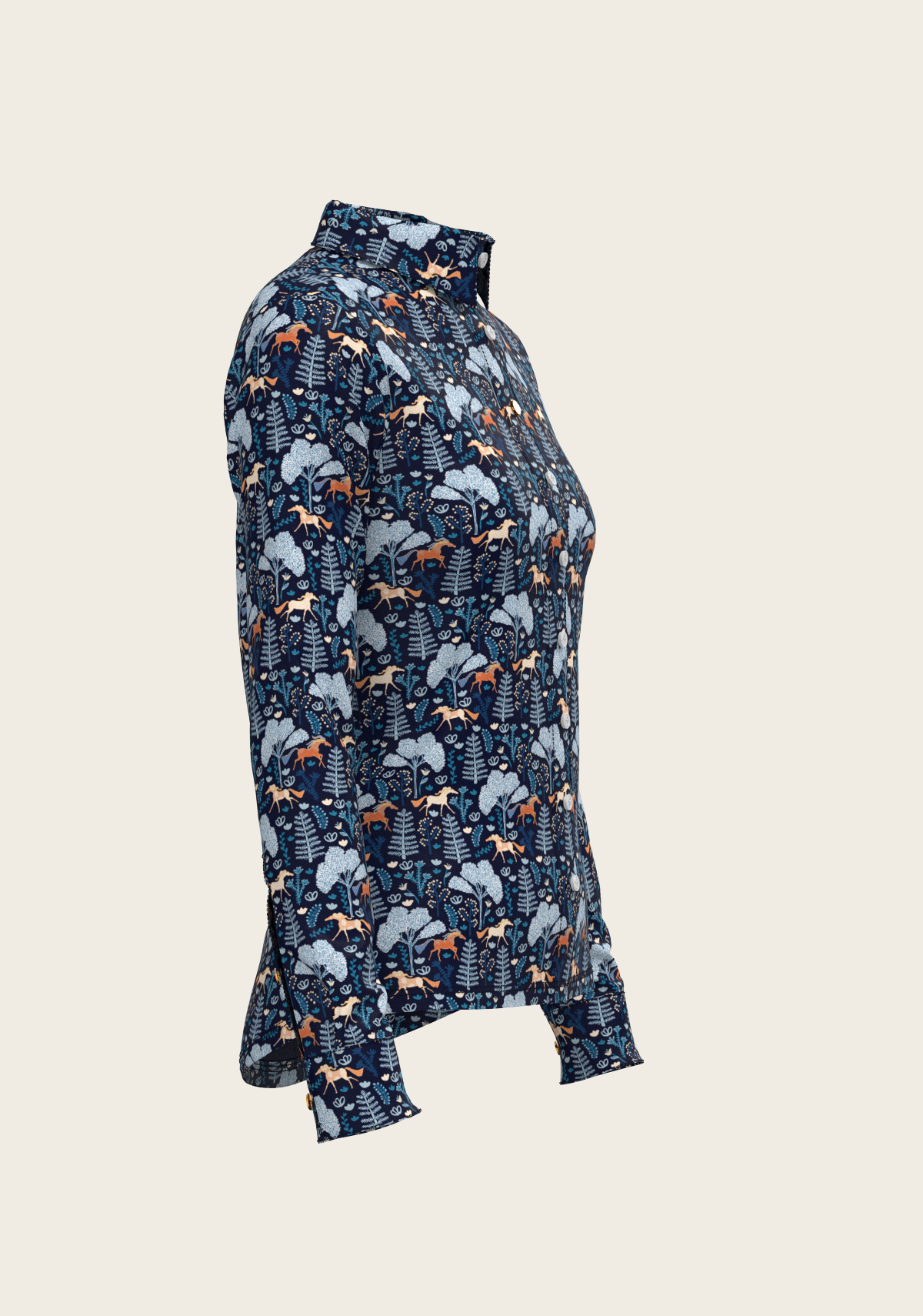 Forest on Navy Ladies Button Shirt