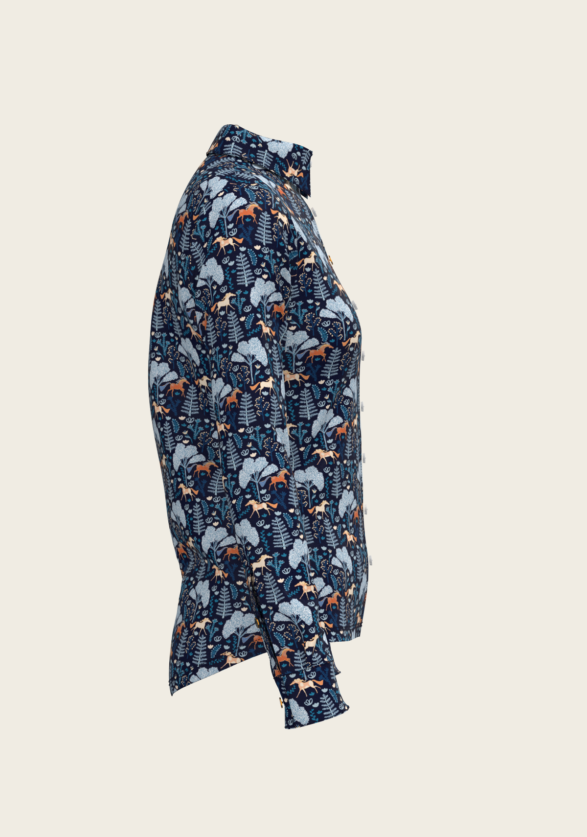 Forest on Navy Ladies Button Shirt