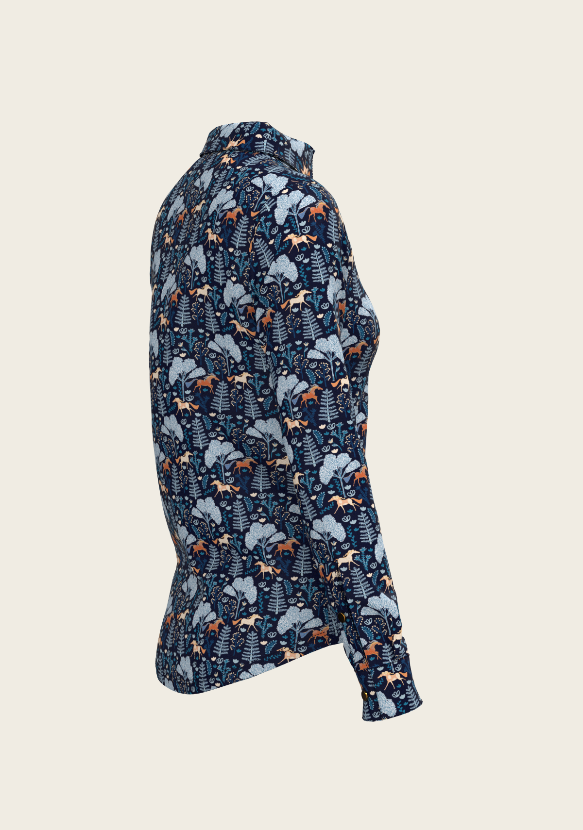 Forest on Navy Ladies Button Shirt