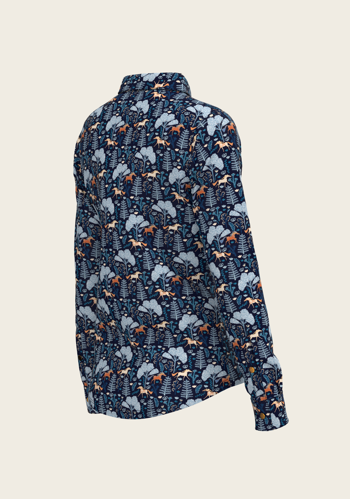 Forest on Navy Ladies Button Shirt