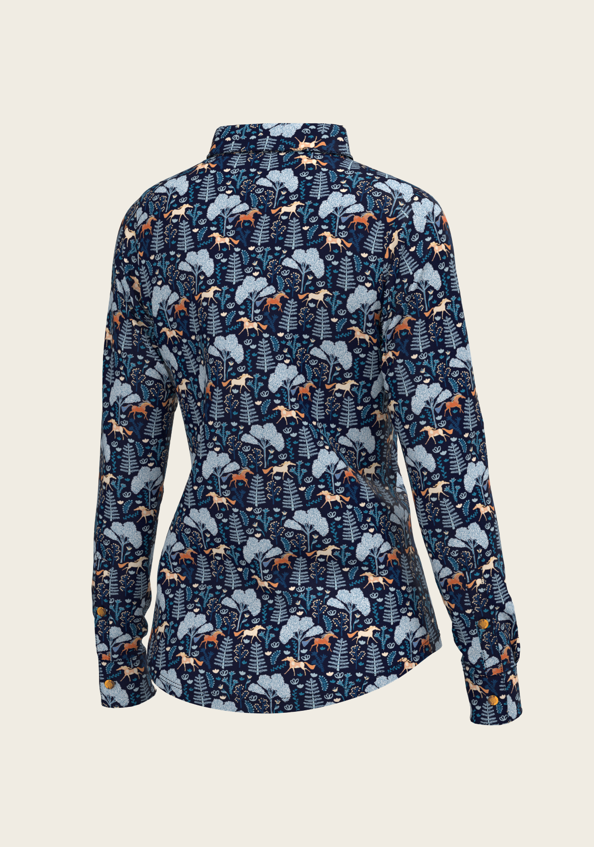 Forest on Navy Ladies Button Shirt
