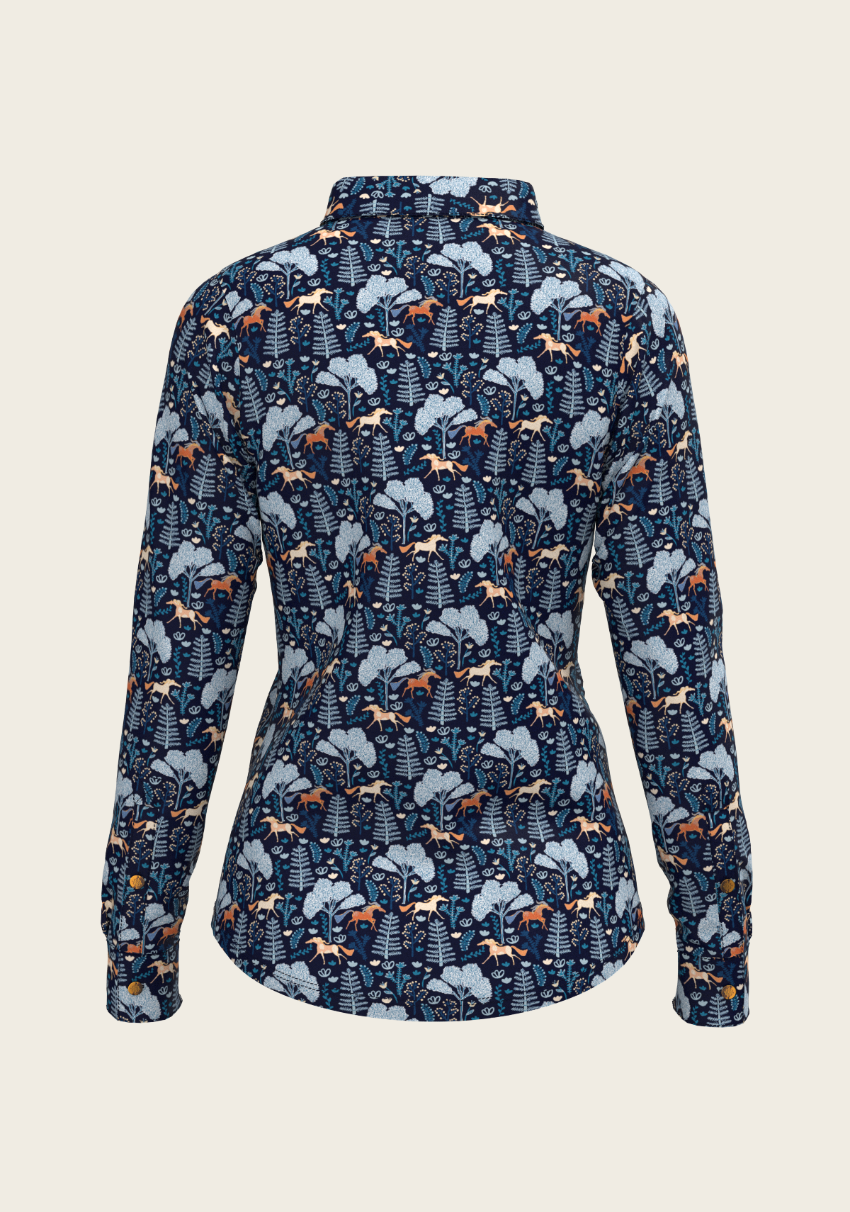 Forest on Navy Ladies Button Shirt