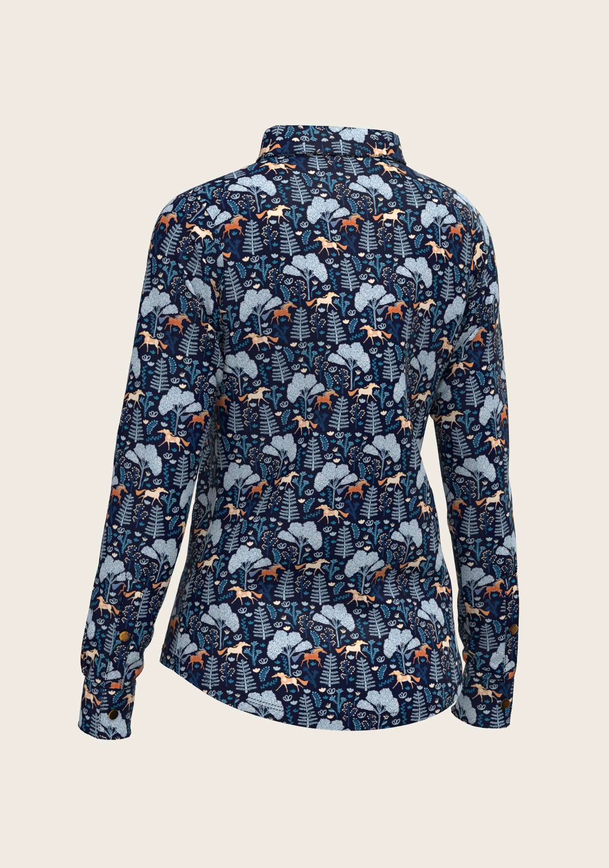 Forest on Navy Ladies Button Shirt